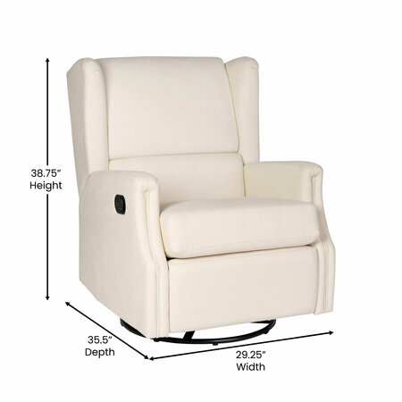 Flash Furniture Omma Swivel Glider Rocker Recliner Chair, Manual 360 Degree Swivel Wingback Recliner, Cream CY-RAC-537-CRM-GG